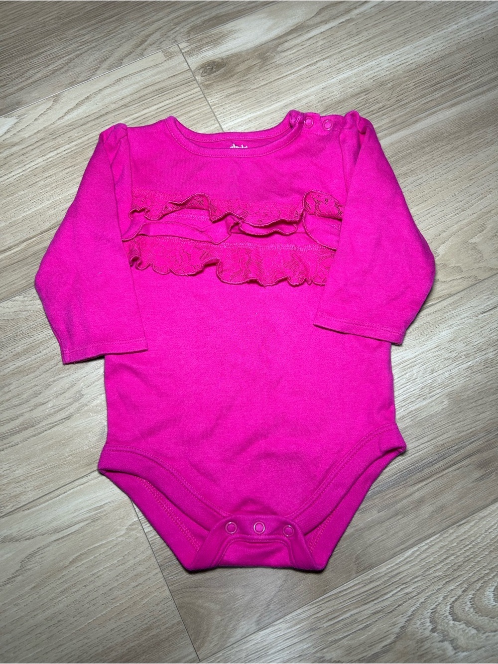 Garanimals Hot Pink Long-Sleeve Ruffle One-Piece Bodysuit